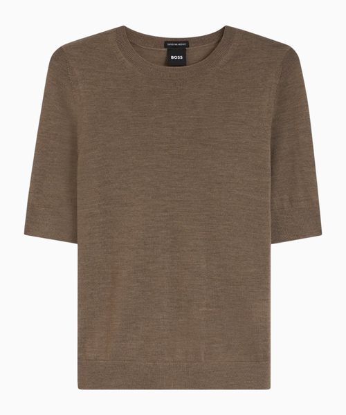 Short-sleeved jumper in virgin wool