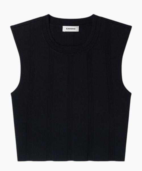 Cropped ribbed knit top