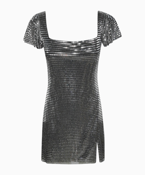 Rhinestone mesh mini dress