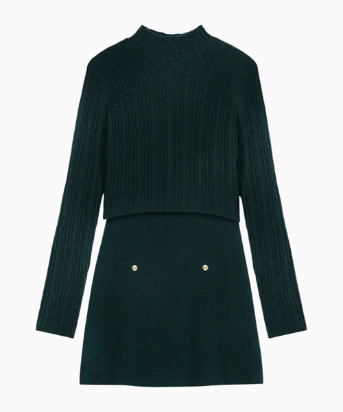 Knit dress with removable sweater