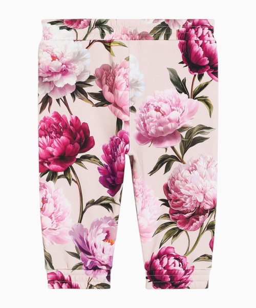 Peony-print fleece trousers