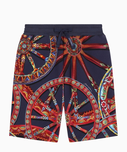 Carretto-print fleece shorts
