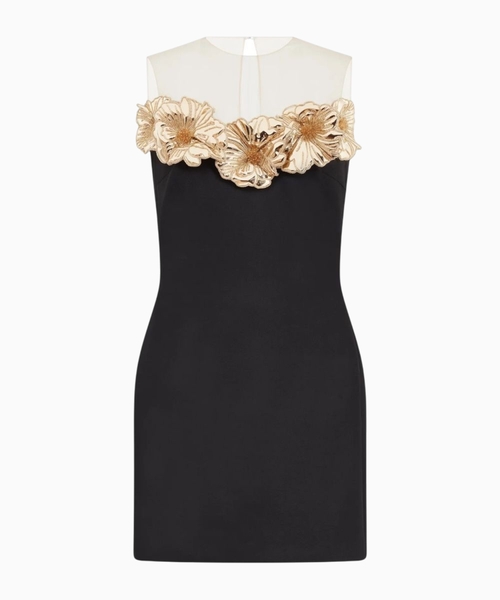 3D flower and tulle mini dress