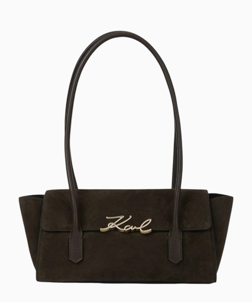 K/Signature suede shoulder bag