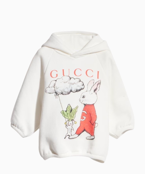 Cotton jersey hoodie with print