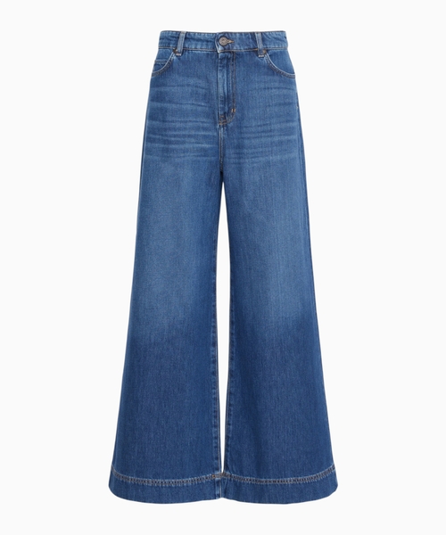Cotton denim wide-leg jeans