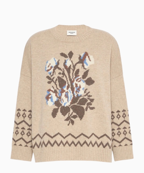 Loose jumper in wool jacquard