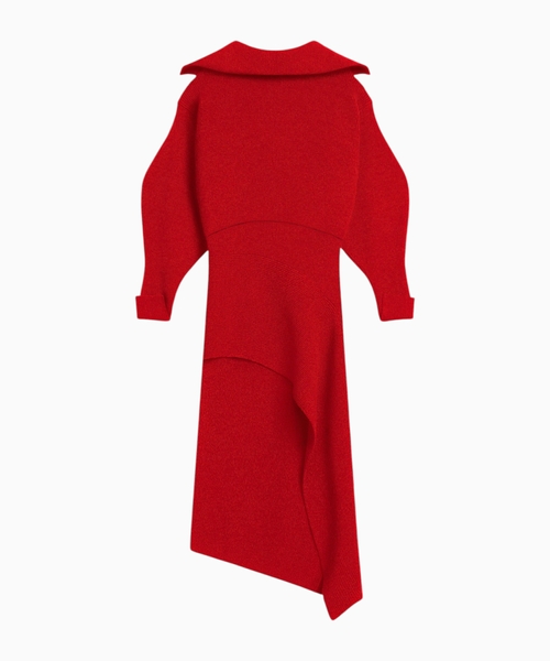 Slashed midi dress in wool and cashmere