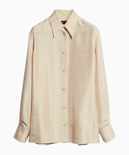 Silk habotai jacquard shirt