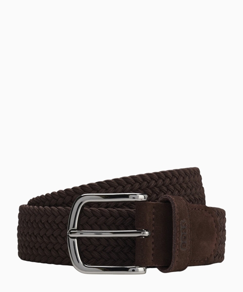 Woven belt with leather trims