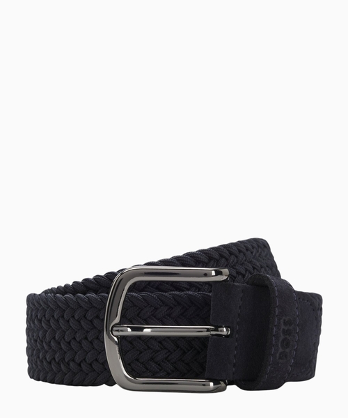 Woven belt with leather trims