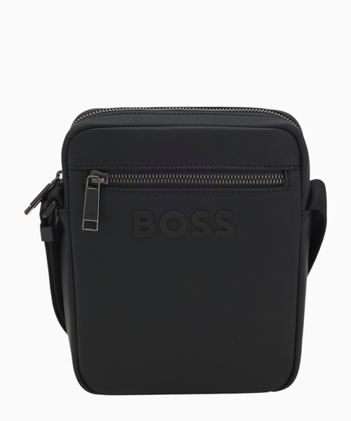 Textured reporter bag with logo