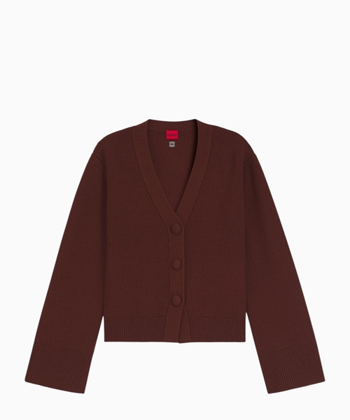 Wool-blend cardigan with logo rivet