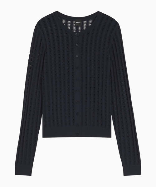 Lace-effect knit cardigan