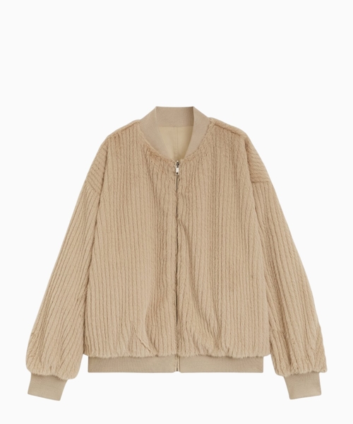 Reversible relaxed-fit bomber in satin and faux fur
