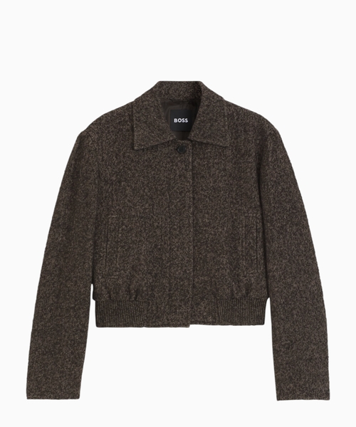 Bomber-style jacket in herringbone fabric