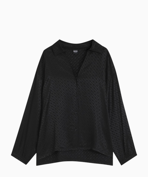 Pyjama shirt in satin with monogram pattern