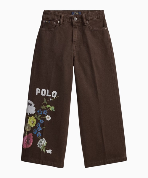 Floral cropped wide-leg jean