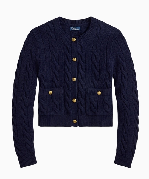 Cable knit cotton cardigan