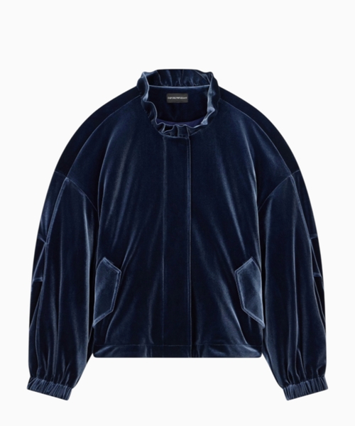 Ruffled collar blouson jacket