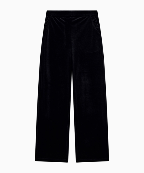 Wide-leg stretch chenille trousers