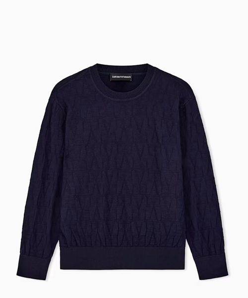 Jumper with embossed logo in viscose