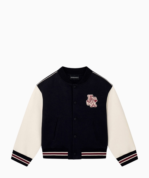 Double jersey bomber jacket with contrasting sleeves