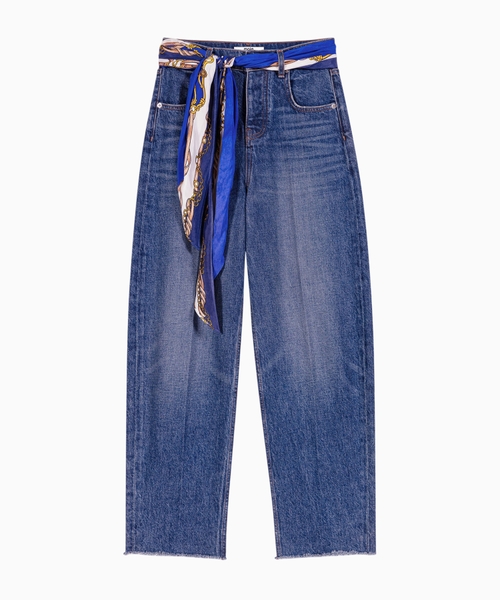 Şərflı daralan biçimli denim şalvar