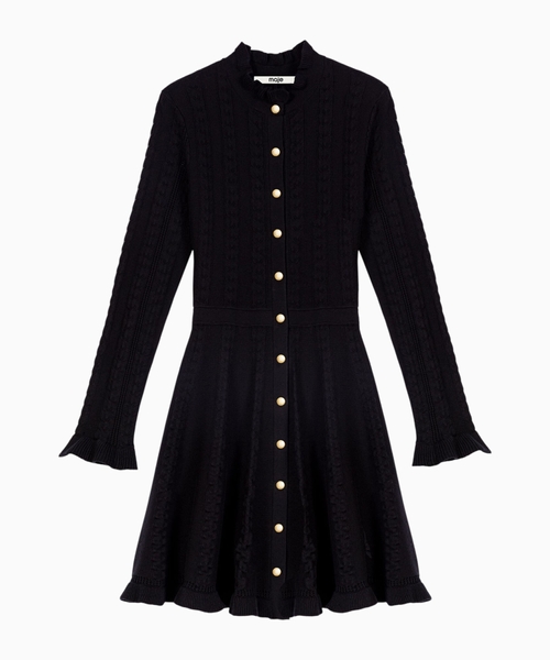 Short knit dress with buttons
