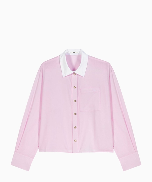 Cropped shirt with contrast collar