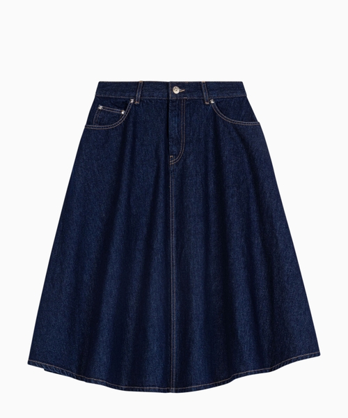 Mid-length denim skirt