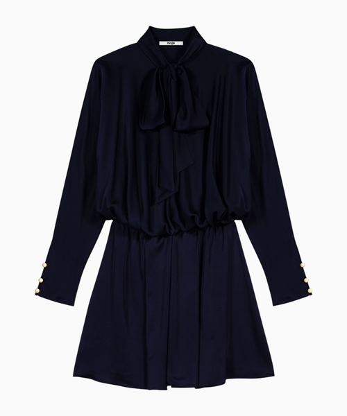 Short draped satin dress