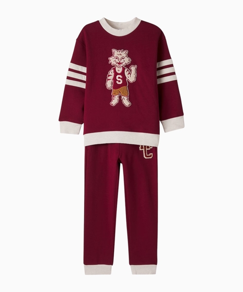 Embroidered cotton sweatshirt and sweatpants set