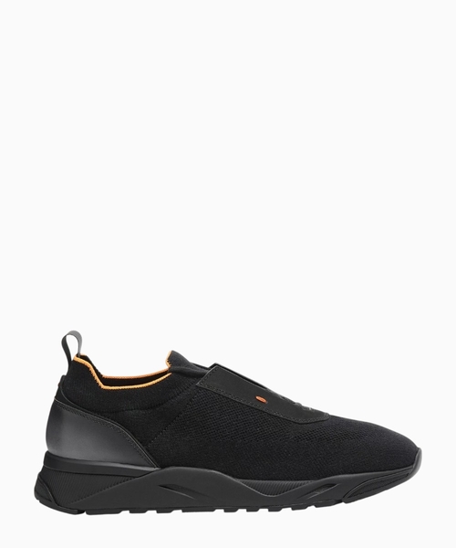 Stretch knit and leather sneaker
