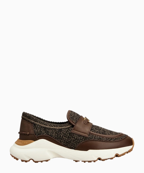 Fabric and leather sporty loafers