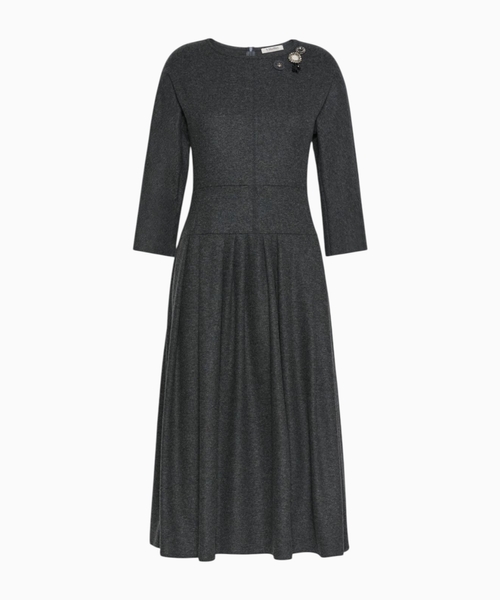 Flannel jersey midi dress