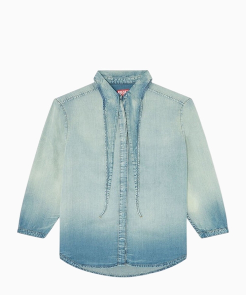 Tie-front denim shirt