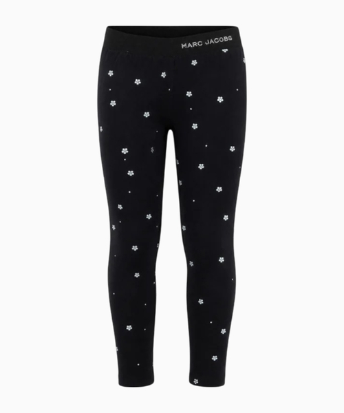 Leggings with raised flower appliqués