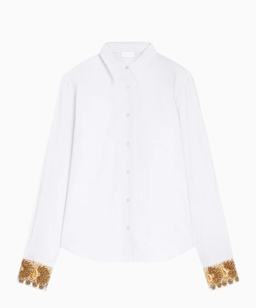 Embroidered cotton poplin shirt