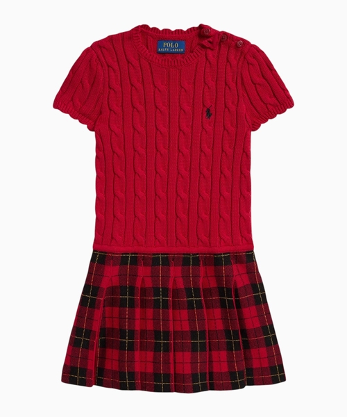 Plaid-skirt cotton jumper dress