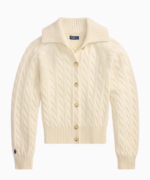 Cable-knit wool-cashmere cardigan