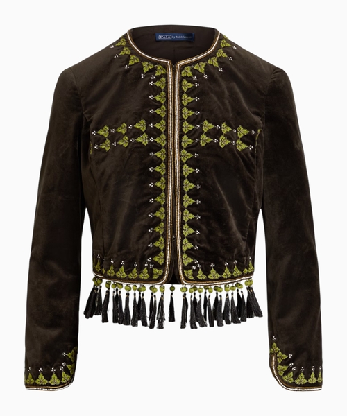 Embellished velvet jacket