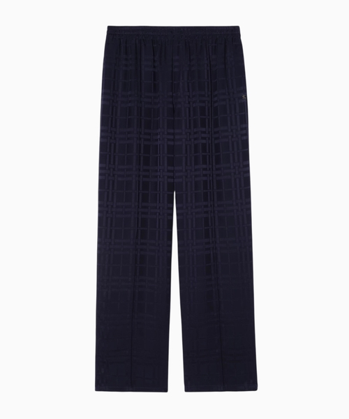 Check silk trousers