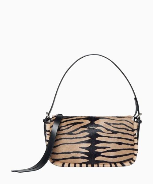 Tiger-print leather bag