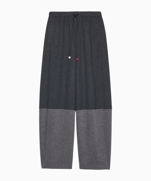 Wide-leg flannel-jersey trousers