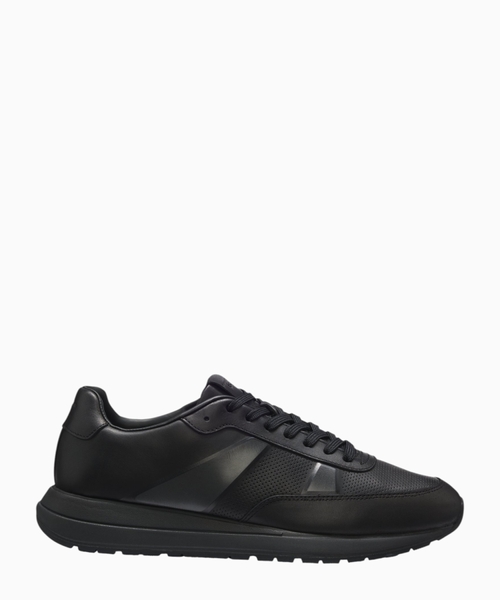 Leather trainers with perforated details