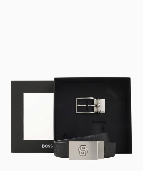 Leather belt with Double B monogram buckle