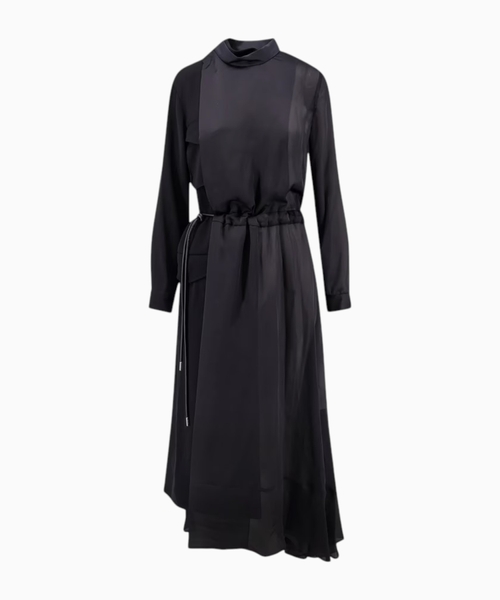 Dress with satin inserts