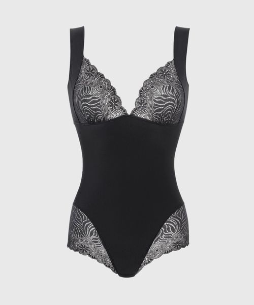 Lace detail body in black