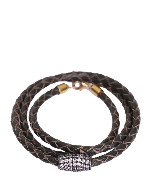 Crystal-embellished leather bracelet